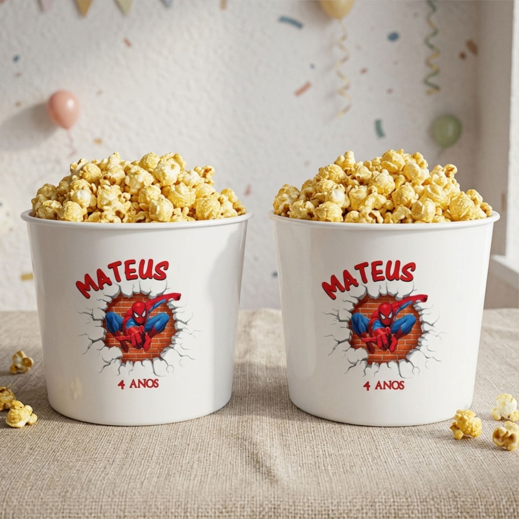 Baldes de Pipoca Personalizado para Aniversário Infantil 2 Litros