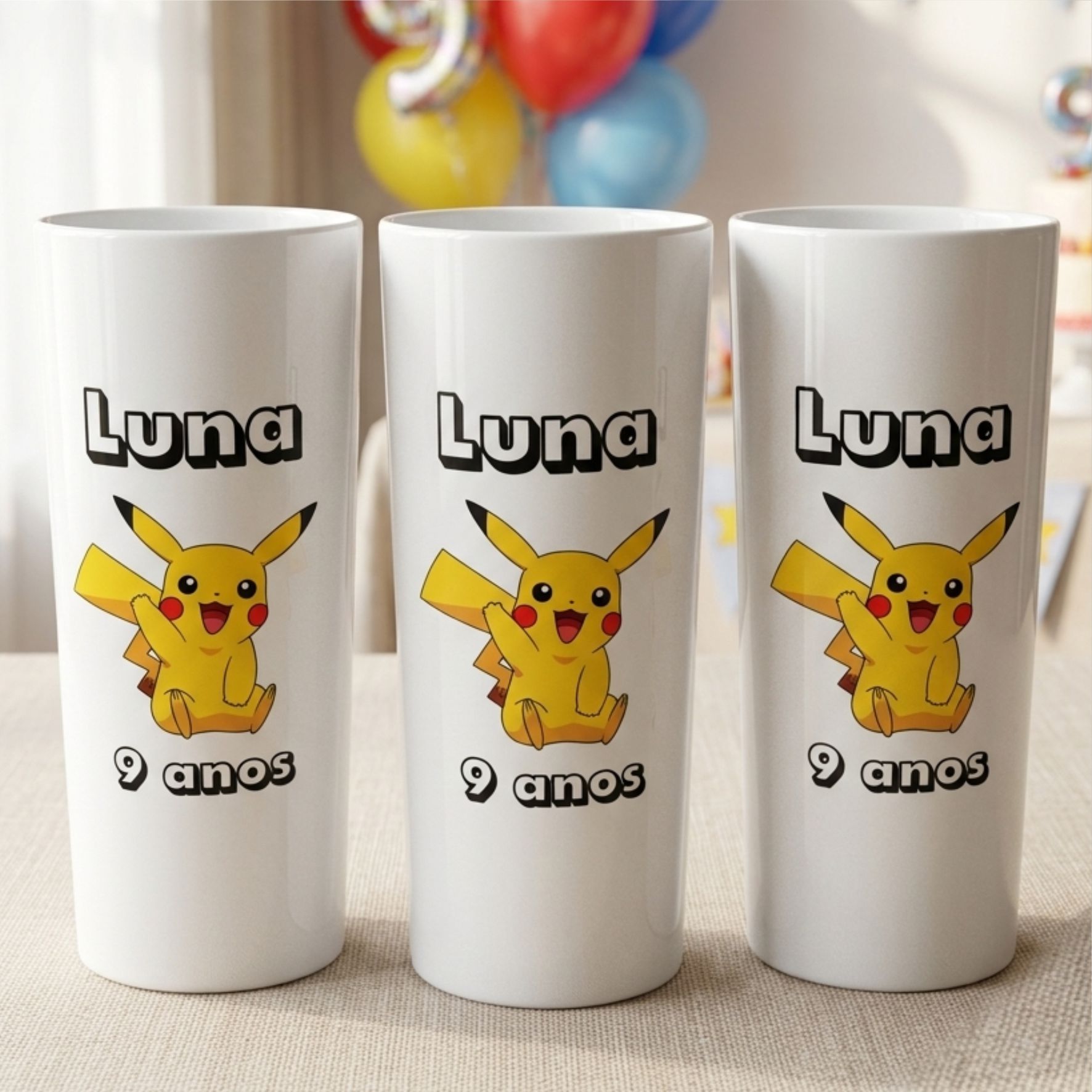 Copos de acrílico long Drink Personalizados festa aniversário infantil