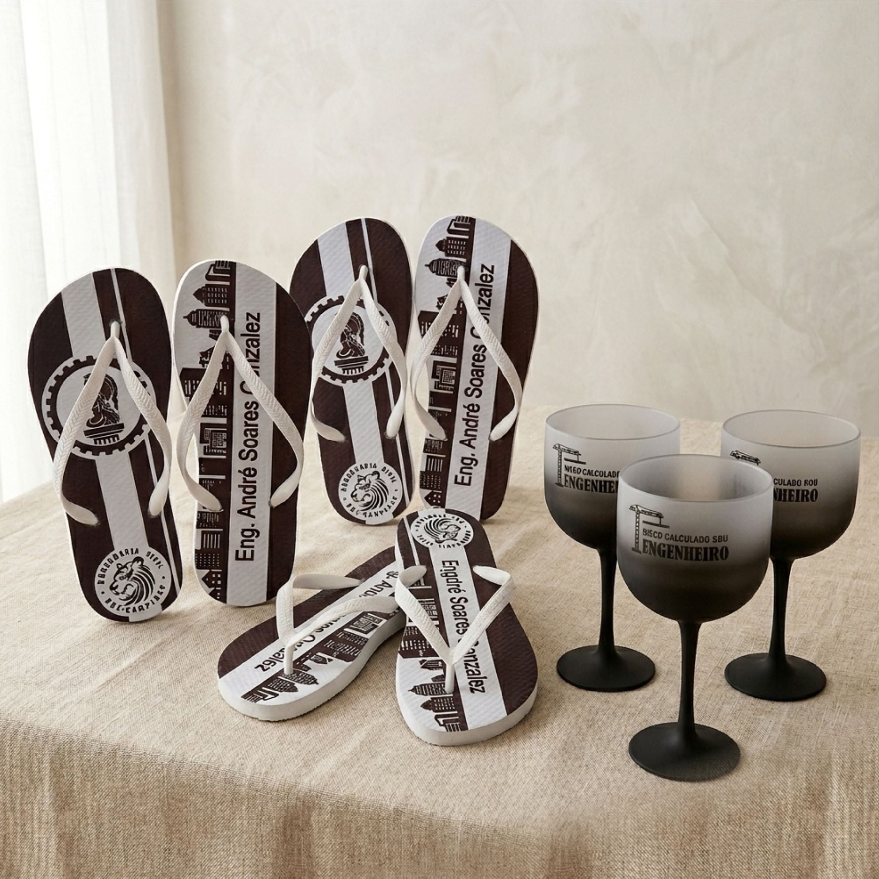 Kit Formatura Taça de Gin Degrade +  Chinelo personalizado