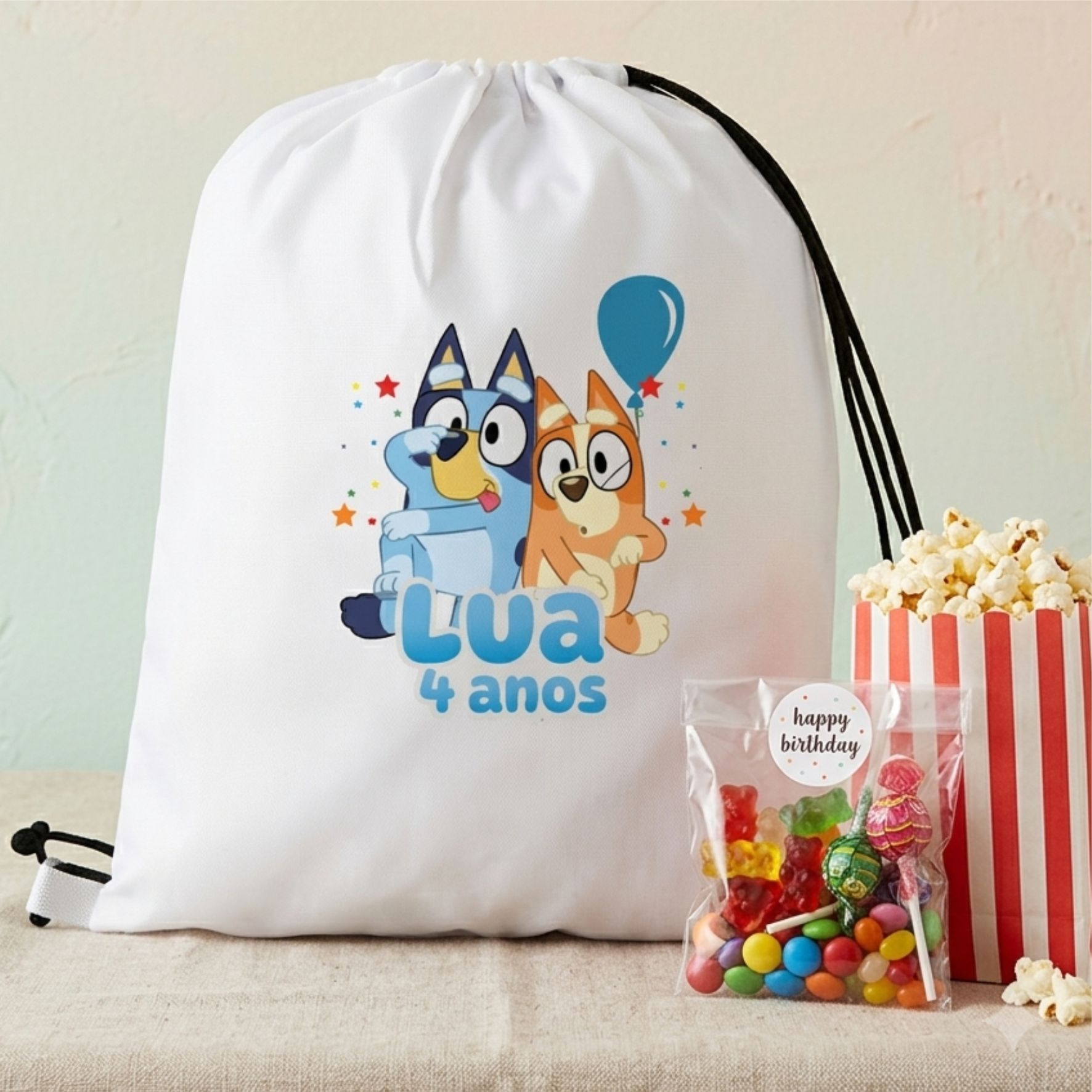 Mochilinhas Personalizadas Festa Ainversário Infantil Branca Oxford