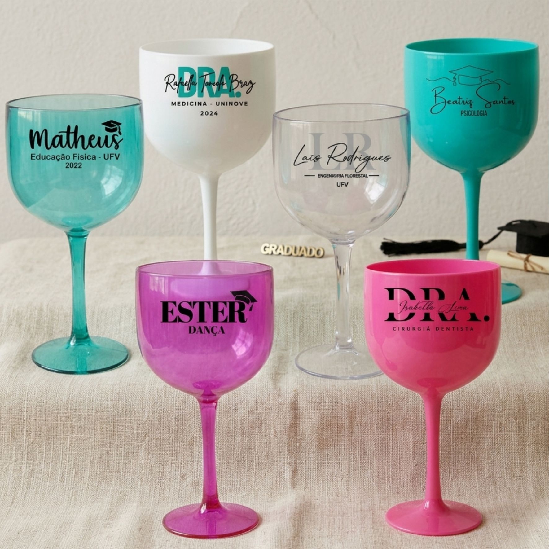 Kit taças de gin personalizadas Formatura