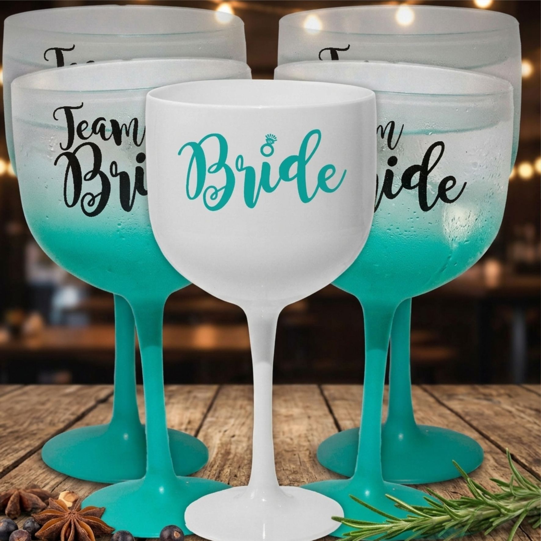 Kit Despedida de solteira Taças de Gin 580ml Degrade Team Bride balada das amigas e noiva
