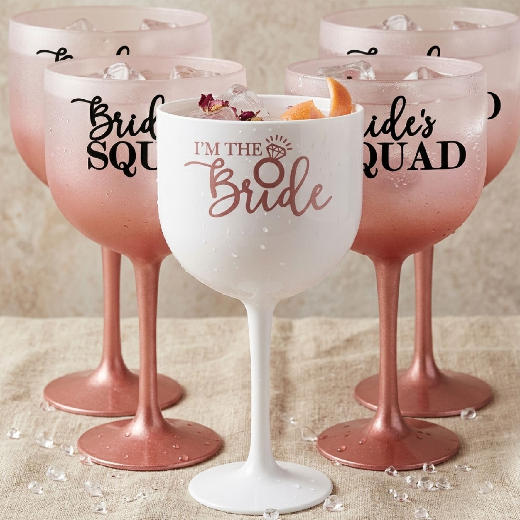 Taças de Gin Degrade Despedida de Solteira Kit Bride's Squad para festa da noiva e madrinhas