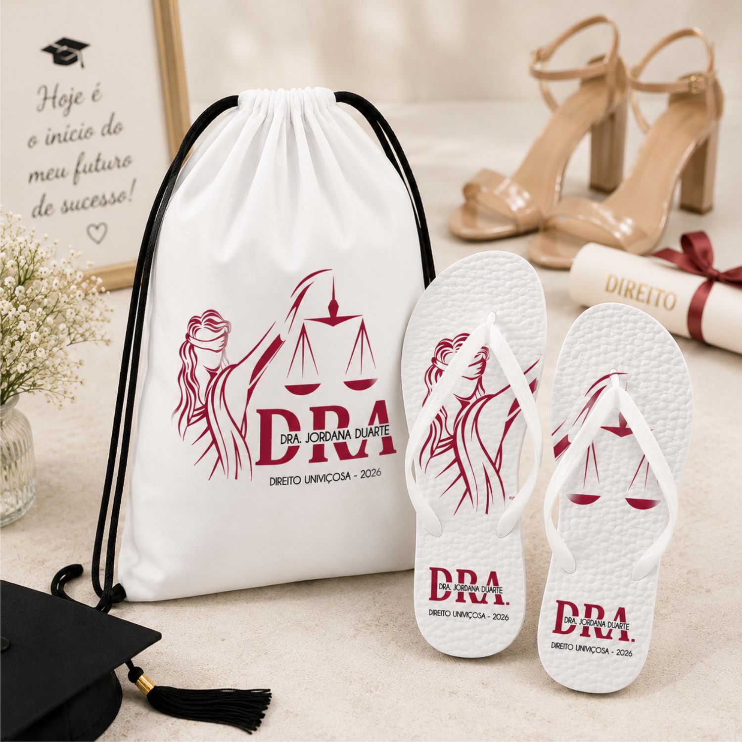 Kit Formatura Chinelos + Mochilinhas Personalizados