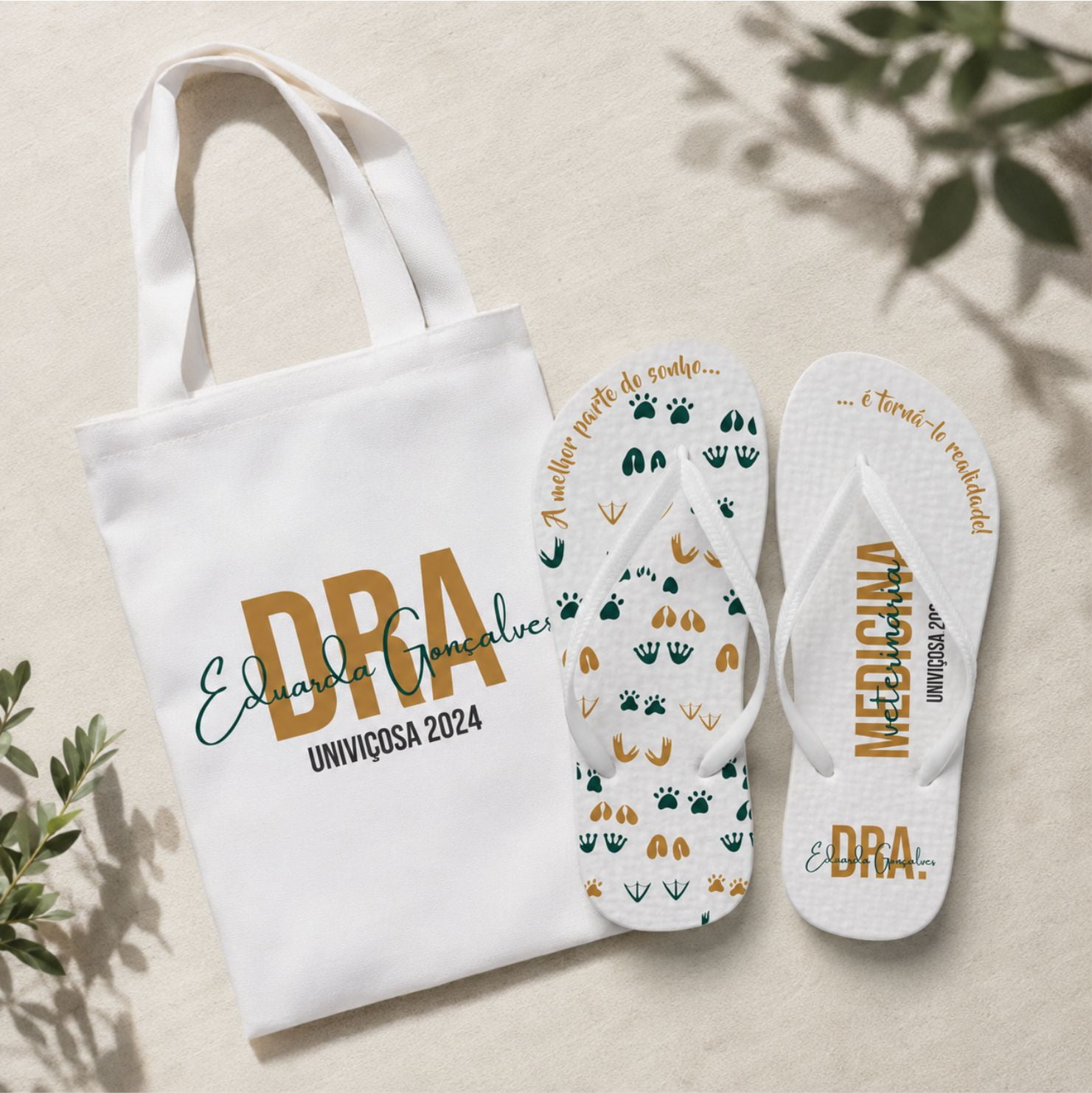 Kit Personalizados para Formatura Chinelos + Bolsa Eco Poliester 