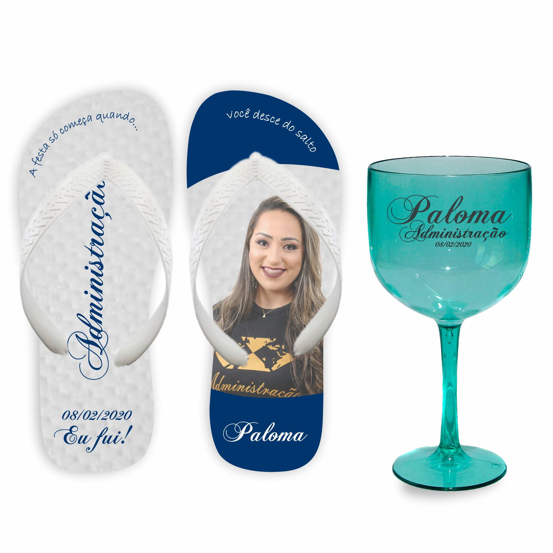 Kit Formatura 1 Taça de Gin + 1 Chinelo personalizado