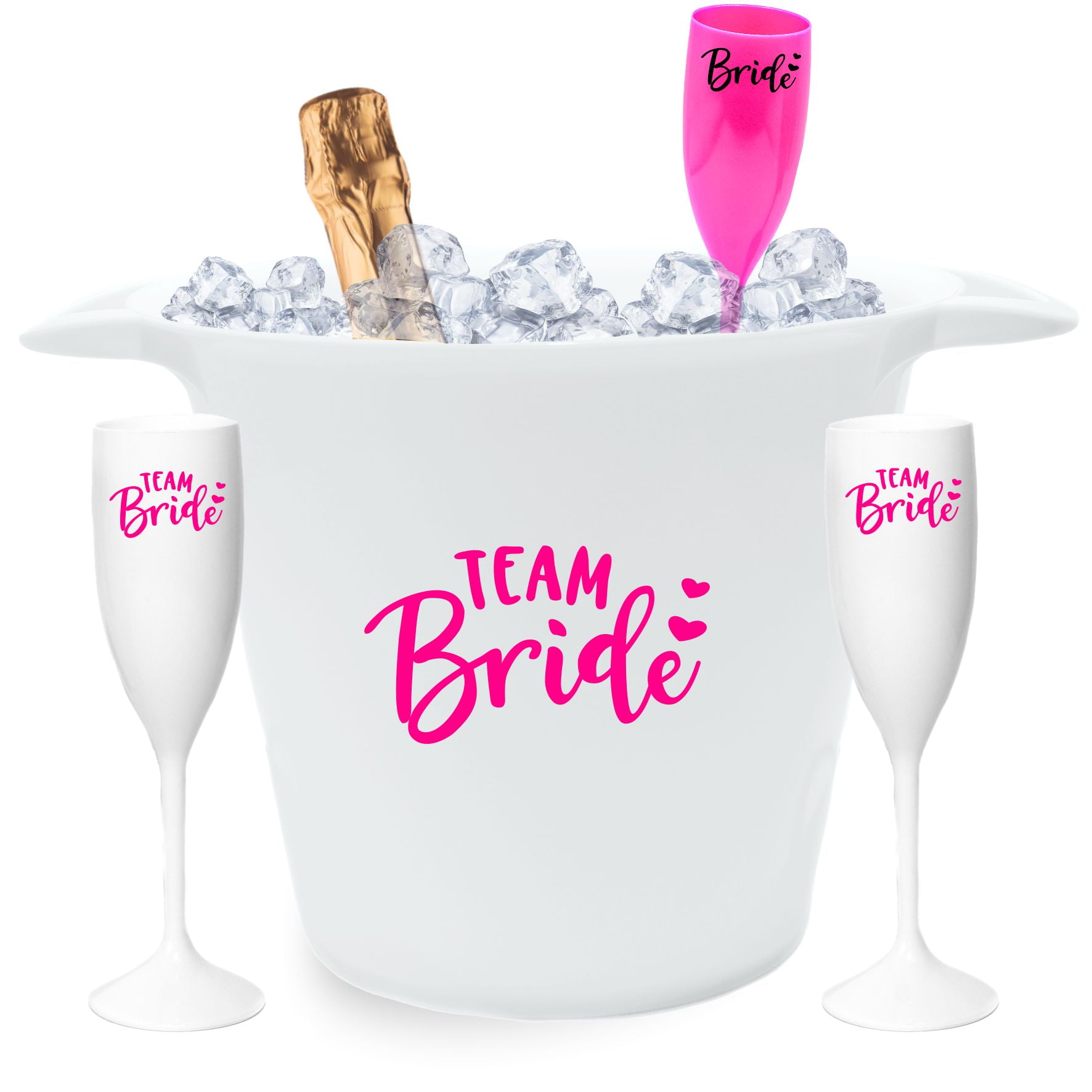 Kit Despedida de solteira com 10 taças de champanhe 180ml + Balde de Gelo 5 litros linha premium para festa da noiva e amigas
