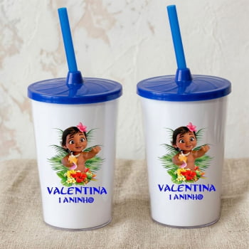 Copos de acrílico Personalizados com tampa e canudo para Aniversário Infantil