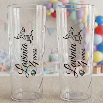 Copos de acrílico long Drink Personalizados festa aniversário infantil
