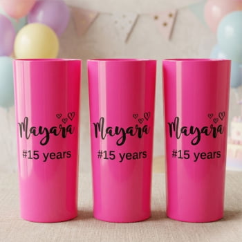 Copos de acrílico long Drink Personalizados festa aniversário infantil