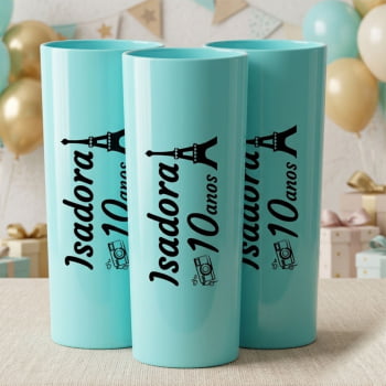 Copos de acrílico long Drink Personalizados festa aniversário infantil