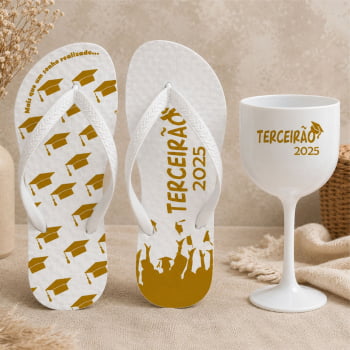 Kit Formatura 1 Taça de Gin + 1 Chinelo personalizado