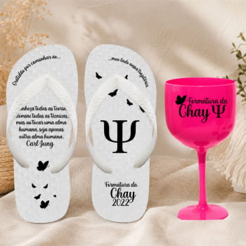 Kit Formatura 1 Taça de Gin + 1 Chinelo personalizado
