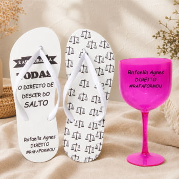 Kit Formatura 1 Taça de Gin + 1 Chinelo personalizado