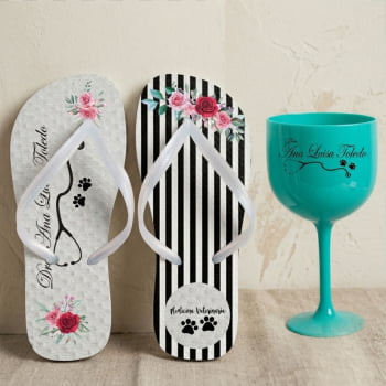 Kit Formatura 1 Taça de Gin + 1 Chinelo personalizado