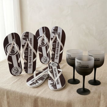 Kit Formatura Taça de Gin Degrade +  Chinelo personalizado