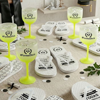 Kit Formatura Taça de Gin Degrade +  Chinelo personalizado
