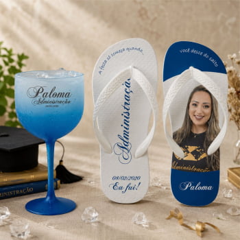 Kit Formatura Taça de Gin Degrade +  Chinelo personalizado