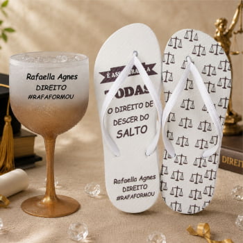 Kit Formatura Taça de Gin Degrade +  Chinelo personalizado