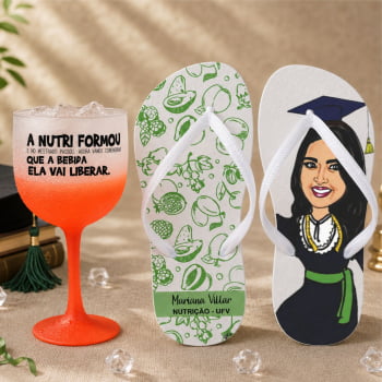 Kit Formatura Taça de Gin Degrade +  Chinelo personalizado
