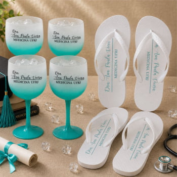 Kit Formatura Taça de Gin Degrade +  Chinelo personalizado