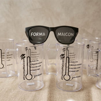Kit para Formatura Canecas Acrílicas 300ml + Óculos Personalizados