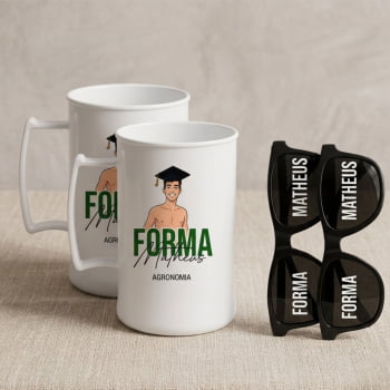 Kit para Formatura Canecas Acrílicas 300ml + Óculos Personalizados
