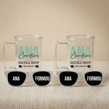 Kit para Formatura Canecas Acrílicas 300ml + Óculos Personalizados