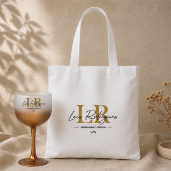 Kit Personalizado Formatura Sacola Poliéster + Taça de Gin Degradê