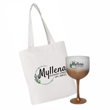 Kit Personalizado Formatura Sacola Poliéster + Taça de Gin Degradê