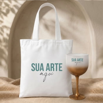 Kit Personalizado Formatura Sacola Poliéster + Taça de Gin Degradê