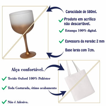 Kit Personalizado Formatura Sacola Poliéster + Taça de Gin Degradê