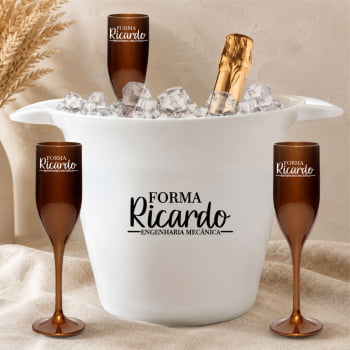 Kit Personalizado para formatura Balde de Gelo + Taças de Champanhe 190ml