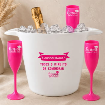 Kit Personalizado para formatura Balde de Gelo + Taças de Champanhe 190ml