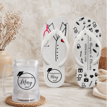 Kit Personalizado para Formatura Chinelo + Canecas de gel