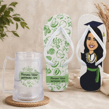 Kit Personalizado para Formatura Chinelo + Canecas de gel