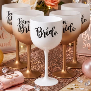 Kit Despedida de solteira Taças de Gin 580ml Degrade Team Bride balada das amigas e noiva