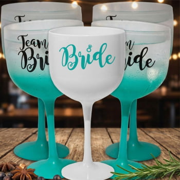 Kit Despedida de solteira Taças de Gin 580ml Degrade Team Bride balada das amigas e noiva