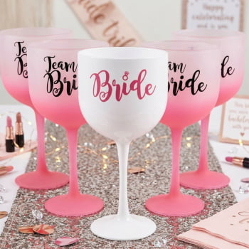 Kit Despedida de solteira Taças de Gin 580ml Degrade Team Bride balada das amigas e noiva
