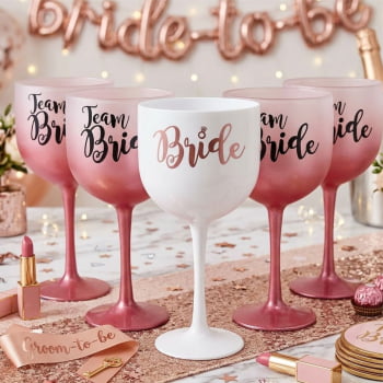 Kit Despedida de solteira Taças de Gin 580ml Degrade Team Bride balada das amigas e noiva