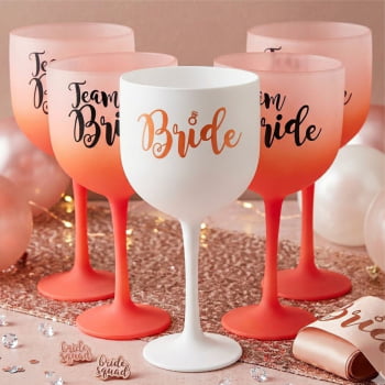 Kit Despedida de solteira Taças de Gin 580ml Degrade Team Bride balada das amigas e noiva