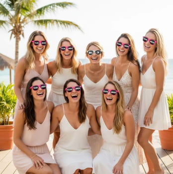 Kit Óculos Despedida de Solteira Team Bride Lente fume festa da noiva balada das amigas