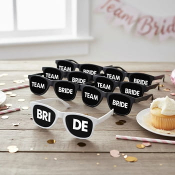 Kit Óculos Despedida de Solteira Team Bride Lente fume festa da noiva balada das amigas