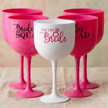 Kit Taças de Gin 580ml Despedida de Solteira Bride's Squad linha premium festa amigas