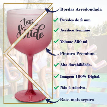 Kit Taças de Gin Degrade Despedida de Solteira Team Bride II festa da noiva balada das amigas madrinhas