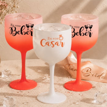 Taças de Gin Degrade 580ml Despedida de Solteira kit Eu vou casar festa balada das madrinhas e noiva