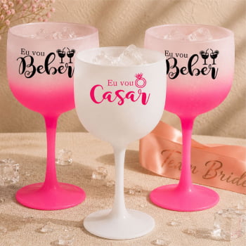 Taças de Gin Degrade 580ml Despedida de Solteira kit Eu vou casar festa balada das madrinhas e noiva