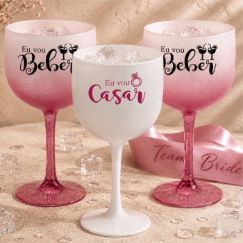 Taças de Gin Degrade 580ml Despedida de Solteira kit Eu vou casar festa balada das madrinhas e noiva