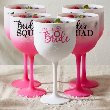 Taças de Gin Degrade Despedida de Solteira Kit Bride's Squad para festa da noiva e madrinhas