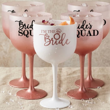 Taças de Gin Degrade Despedida de Solteira Kit Bride's Squad para festa da noiva e madrinhas